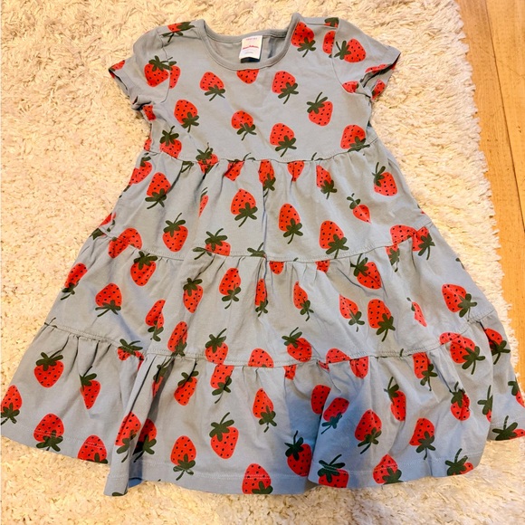 Hanna Andersson Strawberry Print Blue Dress | 110 cm, US 5 | Girls - Picture 2 of 4